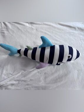 Pottery Barn Kids patchwork stuffed shark pillow
